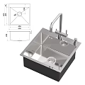 Stainless Steel Double Bowl Kitchen Sink With Folding Drying Rack And Faucet