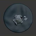 Circular Blue Base Scene With Small Island Snow Covered Trees And Green Glowing Dots