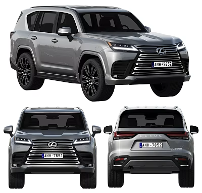 Lexus Silver SUV Exterior With Modern Design Front Rear And Top Views 3d model
