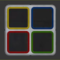 Multi Compartment Recycling Bins With Colored Lids And Recycling Symbols White Design