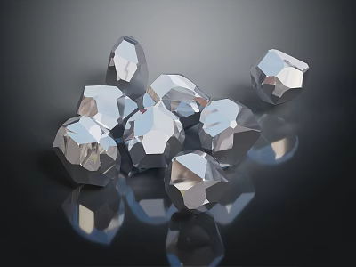 Smart Machine Precision Components With Silver Polyhedral Shape And Glossy Reflections 3d model