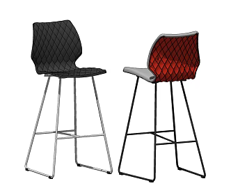 Leather Bar Chair High Chair 3d model