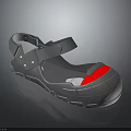 Gray Casual Sandals With Adjustable Strap Red Toe Cap And Comfortable Sole Design 3d model