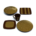 Brown Textured Dinnerware Set Featuring Round Square Plates and Mug 3d model