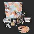 Professional Art Painting Tools With Canvas Brushes Palette And Paint Tubes