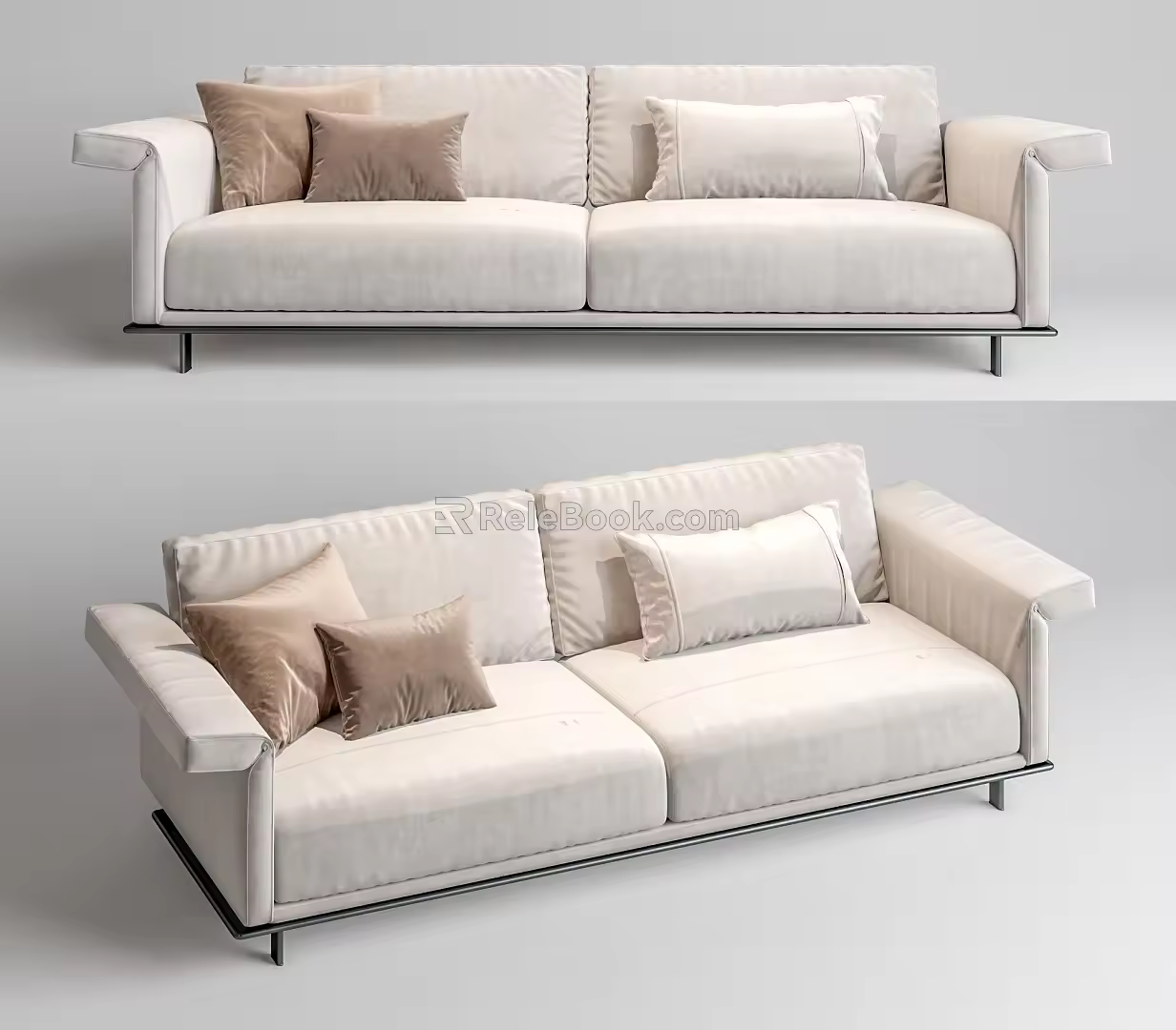 Modern double sofa multiplayer sofa 3d model