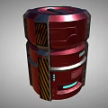 Portable Red Cylindrical Headphone Speaker With Metal Stripes And Indicator Lights