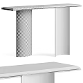 Elegant Modern Table With Cylindrical Golden Legs And White Marble Tabletop 3d model