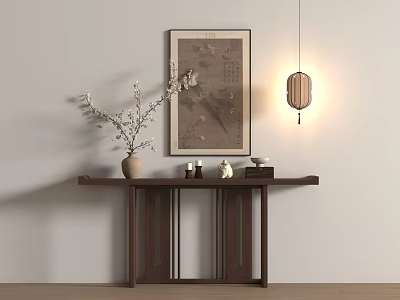 New Chinese Style Strip Case New Chinese Style Strip Case End View Chandelier Decorative Painting 3d model