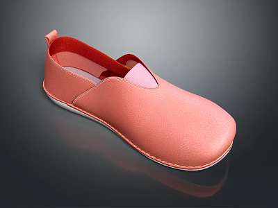 Pink Leather Slip On Shoes With Red Lining White Sole Simple Casual Daily Wear Design 3d model