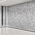 Modern Mosaic Background Wall with Silver Gray Glossy Tiles Decorative Columns and Minimalist Design