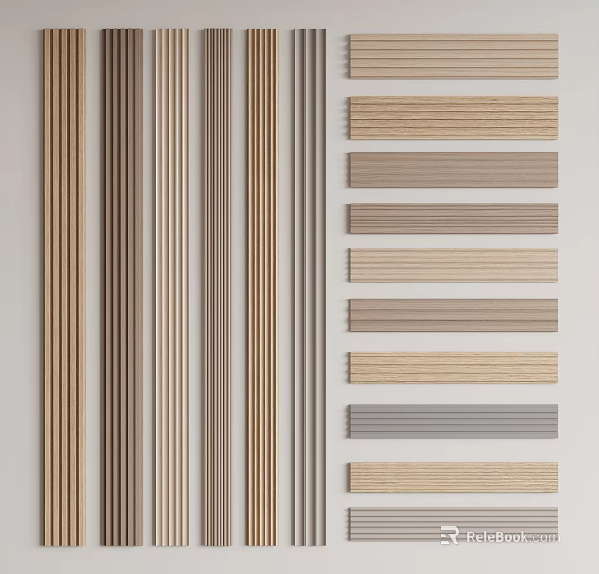 Modern Wall Panels With Various Wood Grain Colors Vertical And Horizontal Strips 3d model 