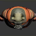Boar 3D Character Model Wearing Orange Armor With Yellow Horns And Chubby Body