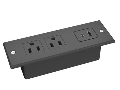 Black Desktop Switch Panel With Dual Outlets And USB Ports For Home Office Use 3d model