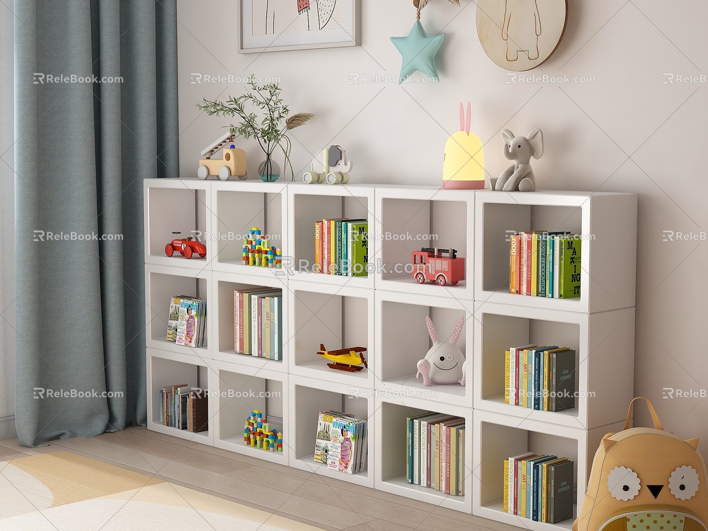 Children's Room Bookcase Kindergarten Bookcase Library Bookcase Locker Bookcase Ornaments Combination Decorative Cabinet Children's Toys 3d model