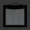 Portable Black Electric Guitar Amplifier With Control Knobs And Speaker Grille