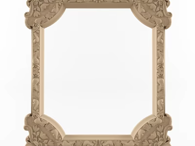 Ornate Carved Frame Mirror with Intricate Floral Patterns for Home Decor 3d model