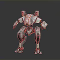 Futuristic Mechanical Robot Game And Movie Character With Gray White Armor And Orange Accents