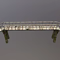 Industrial Pedestrian Bridge Design With Metal Railing And Moss Covered Support Pillars