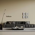 Modern Pollform Sofa And Coffee Table Set With Floor Lamp Armchair Frames In Living Room
