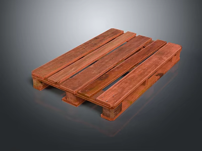 Wooden Pallet Equipment For Logistics With Sturdy Boards And Support Feet 3d model