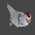 Fresh Gray Eggs Beside White Chicken With Red Comb And Yellow Feet On Purple Background
