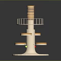 Multi Tiered Round Platform Commercial Equipment With White Base Cylindrical Pillar And Hanging Balls