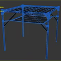Lightweight Foldable Table Featuring Black Metal Frame Pink Corner Accents Mesh Top And Lower Shelf