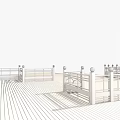 Outdoor Architectural Component With Wooden Deck Fence Railing And Pool Area Lighting