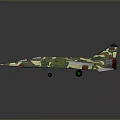Camouflage Painted Fighter Jet Model With Sleek Body And Detailed Tail Fins