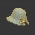 Stylish Light Blue Hat with Colorful Bow and Reflection on Dark Background 3d model