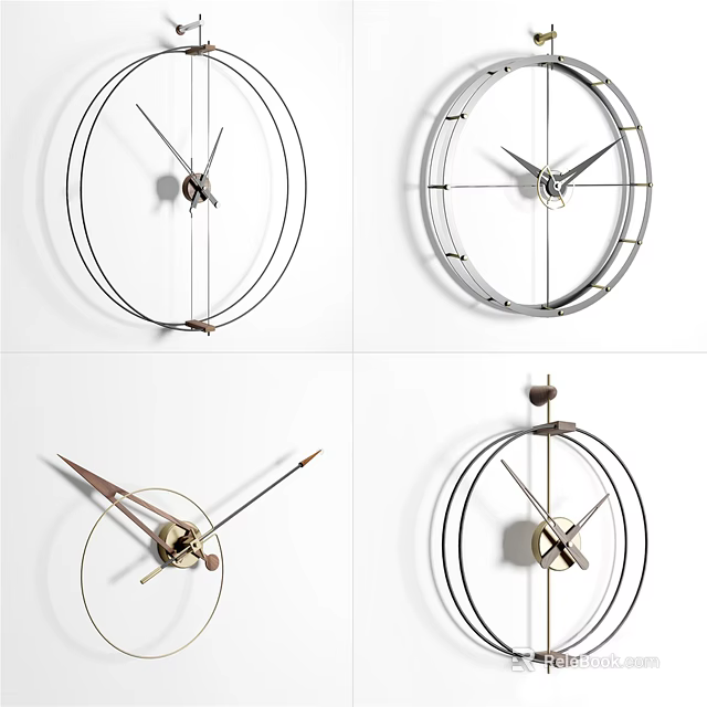 Modern Metal Frame Wall Clocks With Minimalist Design And Diverse Styles 3d model 