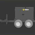 Gray Trailer Mounted Genset Generator With Two Wheels And Yellow Details 3d model