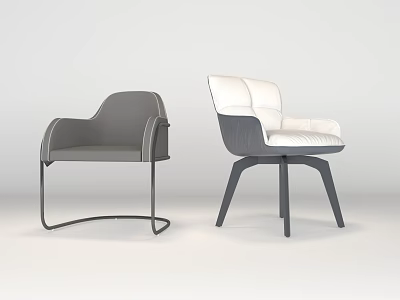 Modern Office Chairs With Gray And White Upholstery Ergonomic Design And Stylish Legs 3d model