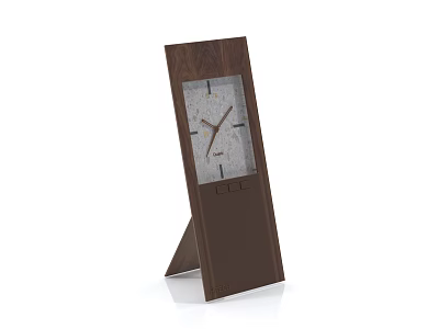 Modern Wooden Desk Clock With Brown Frame Gray Dial And Stable Stand Base 3d model