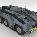 Armored Vehicle With Camouflage Pattern Six Wheels Black Design And Yellow Stripes