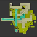 Playful Cartoon Scene With Green Domes Tall Towers Stairs And Light Green Structure