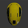 Futuristic Yellow Green Helmet With Reflective Surface Visor And Geometric Details