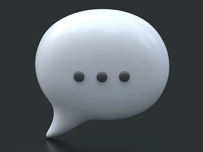 Decorative Ornament Set with White Speech Bubble and Three Gray Dots on Dark Background 3d model