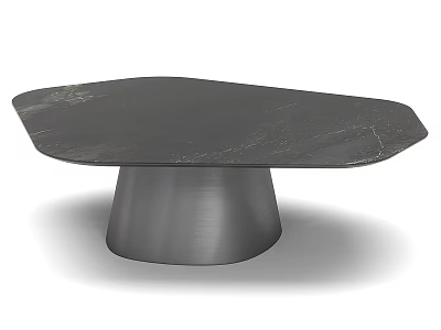 Modern Black Marble Coffee Table With Irregular Top And Metal Base 3d model
