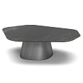 Modern Black Marble Coffee Table With Irregular Top And Metal Base