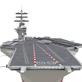 Naval Aircraft Carrier Flight Deck With Fighter Jets Runway And Island Superstructure