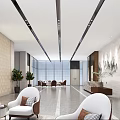 Modern Reception Lobby Interior With Stylish Desk Comfortable Seating And Green Plants