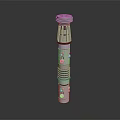Silver Metallic Weapon With Red Accents And Segmented Ring Design Structure