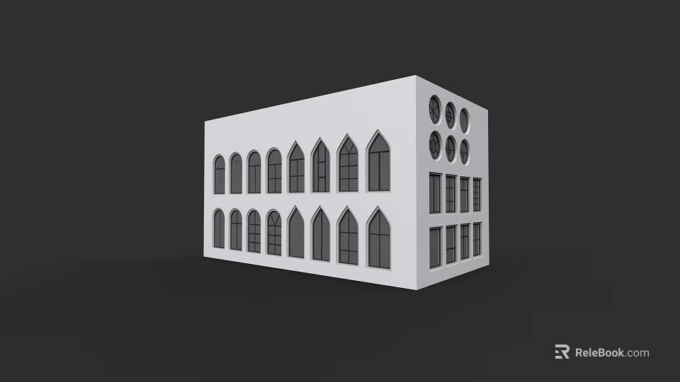 Modern Building Exterior With Stylish Casement Windows And Diverse Architectural Designs 3d model 