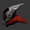 Futuristic Weapon With Silver Red Body And Yellow Glowing Strips Design