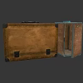 Vintage Brown Leather Suitcase With Open Lid And Metal Corner Hardware