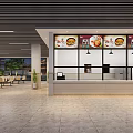 Modern Restaurant Interior With Order Counter Menu Display Screens And Brick Wall Decor