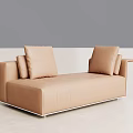 Brown Striped Two Seater Sofa With Soft Cushions And Modern Design 3d model