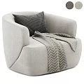Cozy Modern Light Gray Single Sofa with Dark Throw Pillow and Chevron Pattern Blanket 3d model